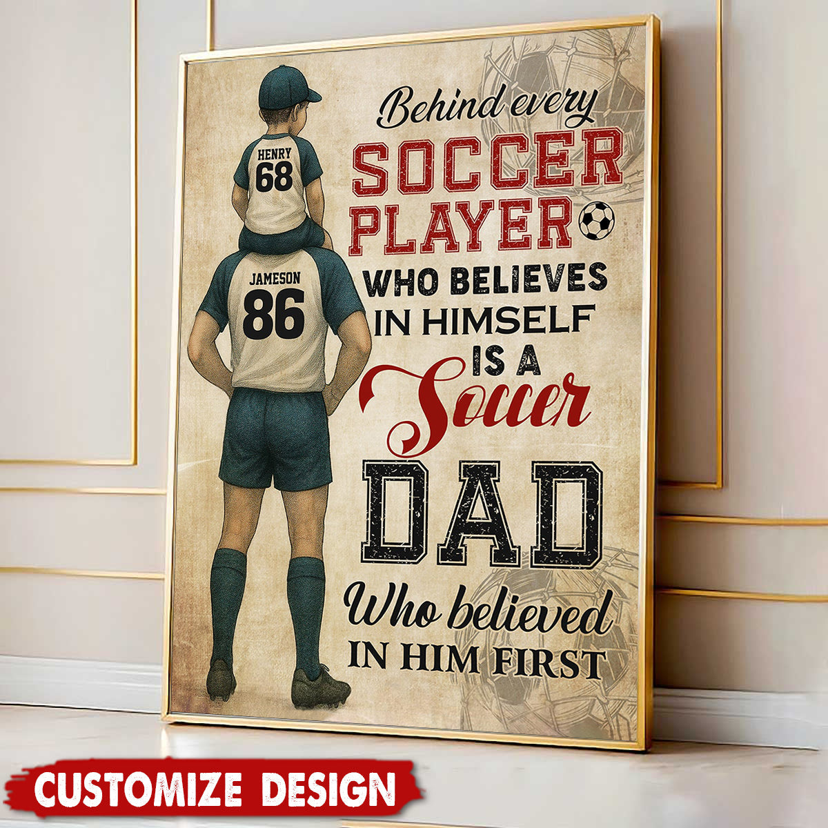 Personalized Soccer Dad Son Poster - Birthday,Father's Day Gift For Soccer Lovers, Soccer Players
