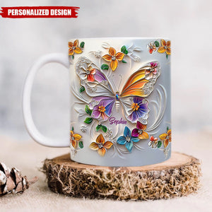 Stunning Butterfly-Personalized Butterfly Accent Mug-Gift For Friends