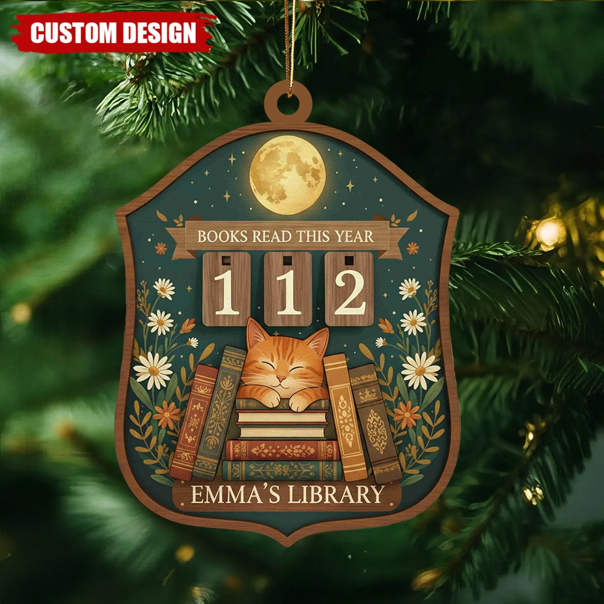 Personalized Reading Christmas Ornament, Gift for Book Lovers and Readers