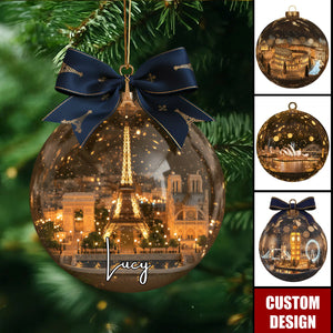Personalized World Landmark Christmas Ornament