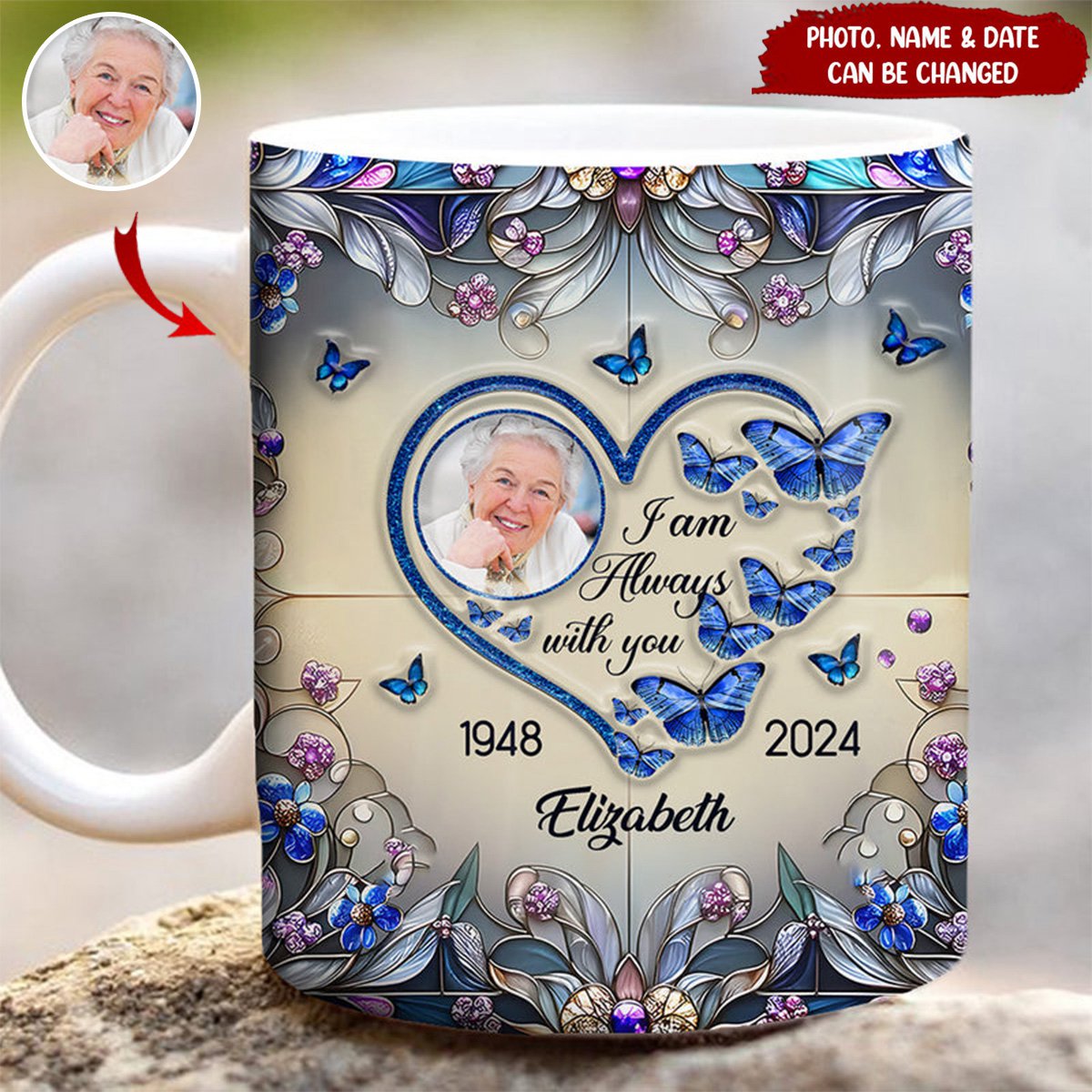 Forever In My Heart Butterfly-Personlized Photo To Memorialized Mug