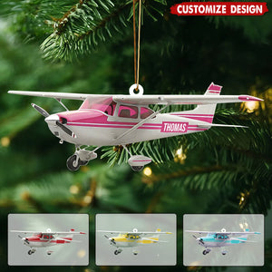 Personalized Airplane Christmas Ornament - Gift for Travelers, Aviators & Helicopter Lovers