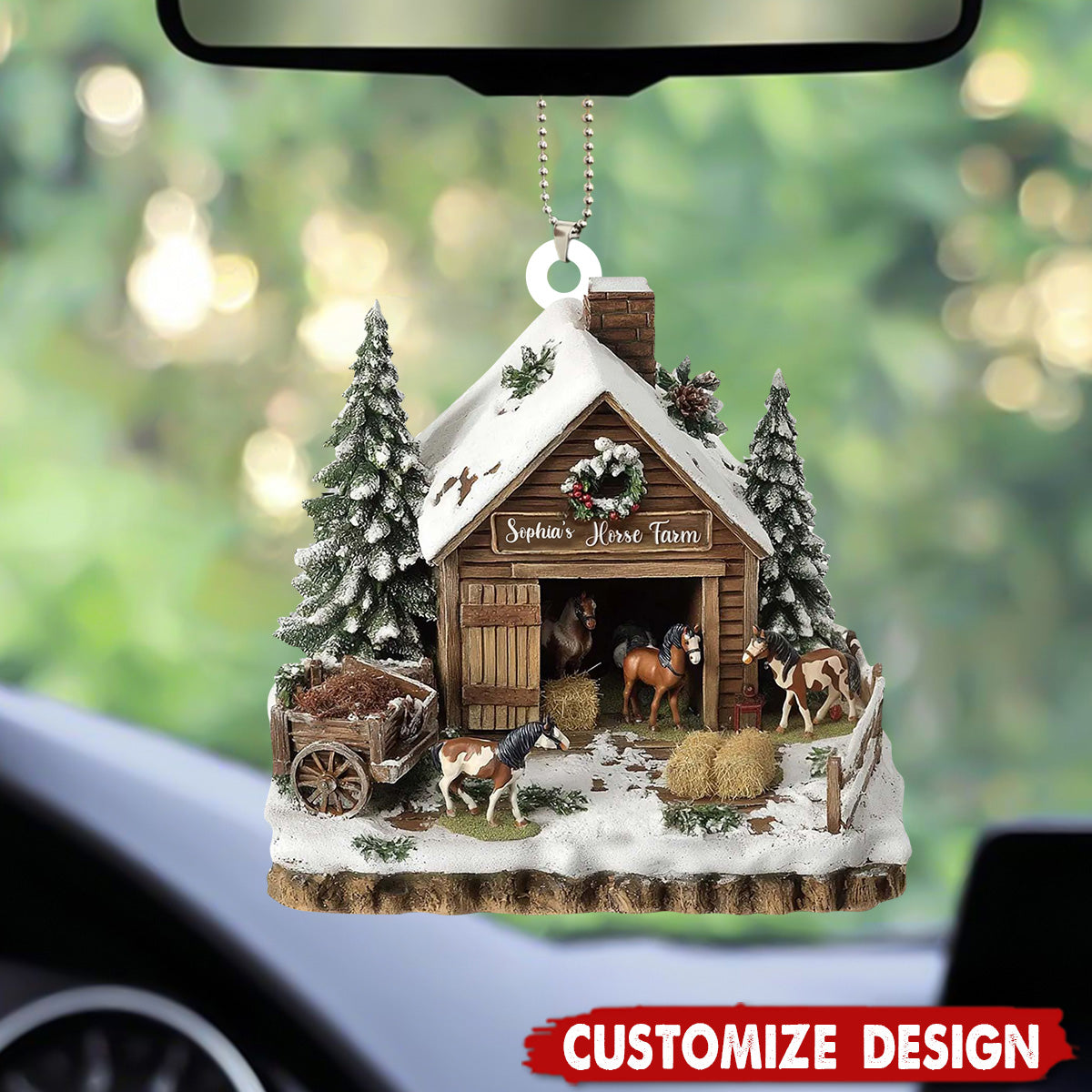 Personalized Horse Barn Car Ornament - Gifts For Horse Lover