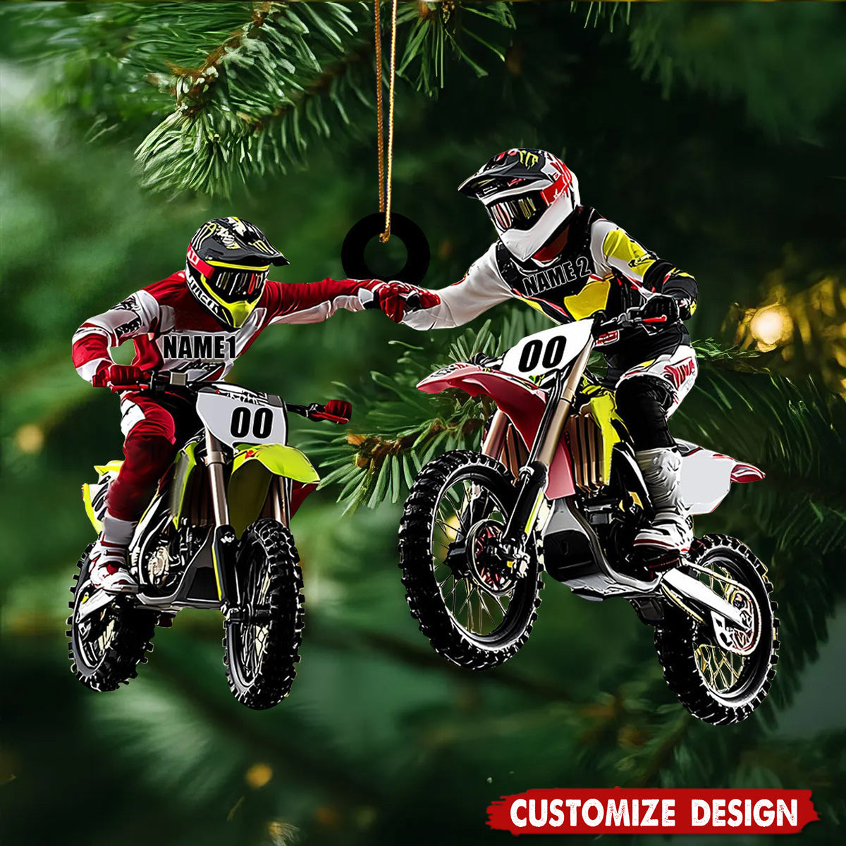 Personalized Motocross Partner Christmas Ornament -  Gift For Motorbike Driver