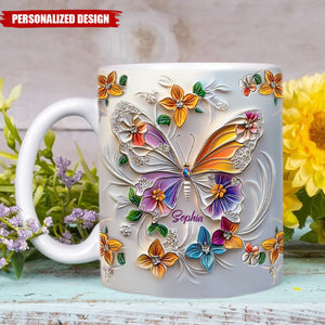 Stunning Butterfly-Personalized Butterfly Accent Mug-Gift For Friends