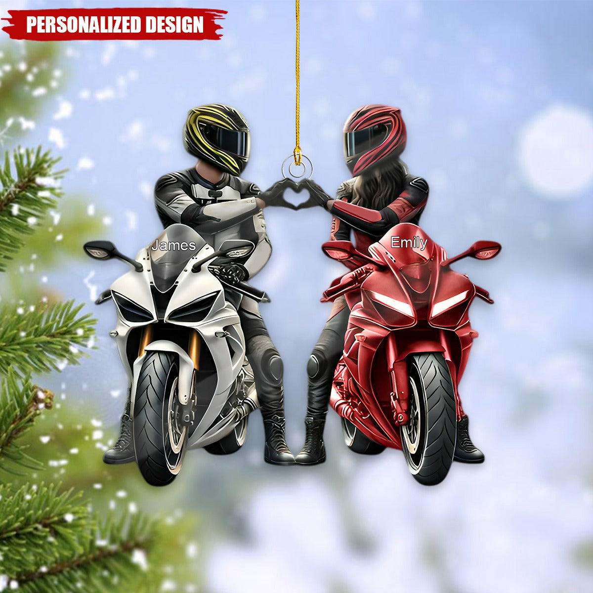 Personalized Motorbike Couple Christmas Ornament-Gift for Couple-New Release