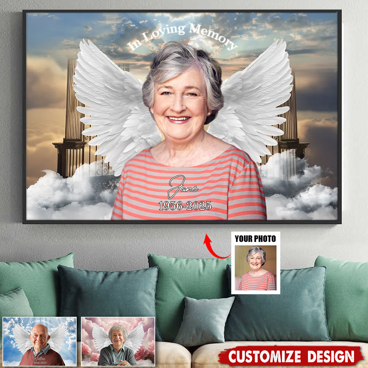 Gateway To Heaven Memorial - Personalized Upload Photo Poster - Memorial Keepsake of Lost Loved Ones