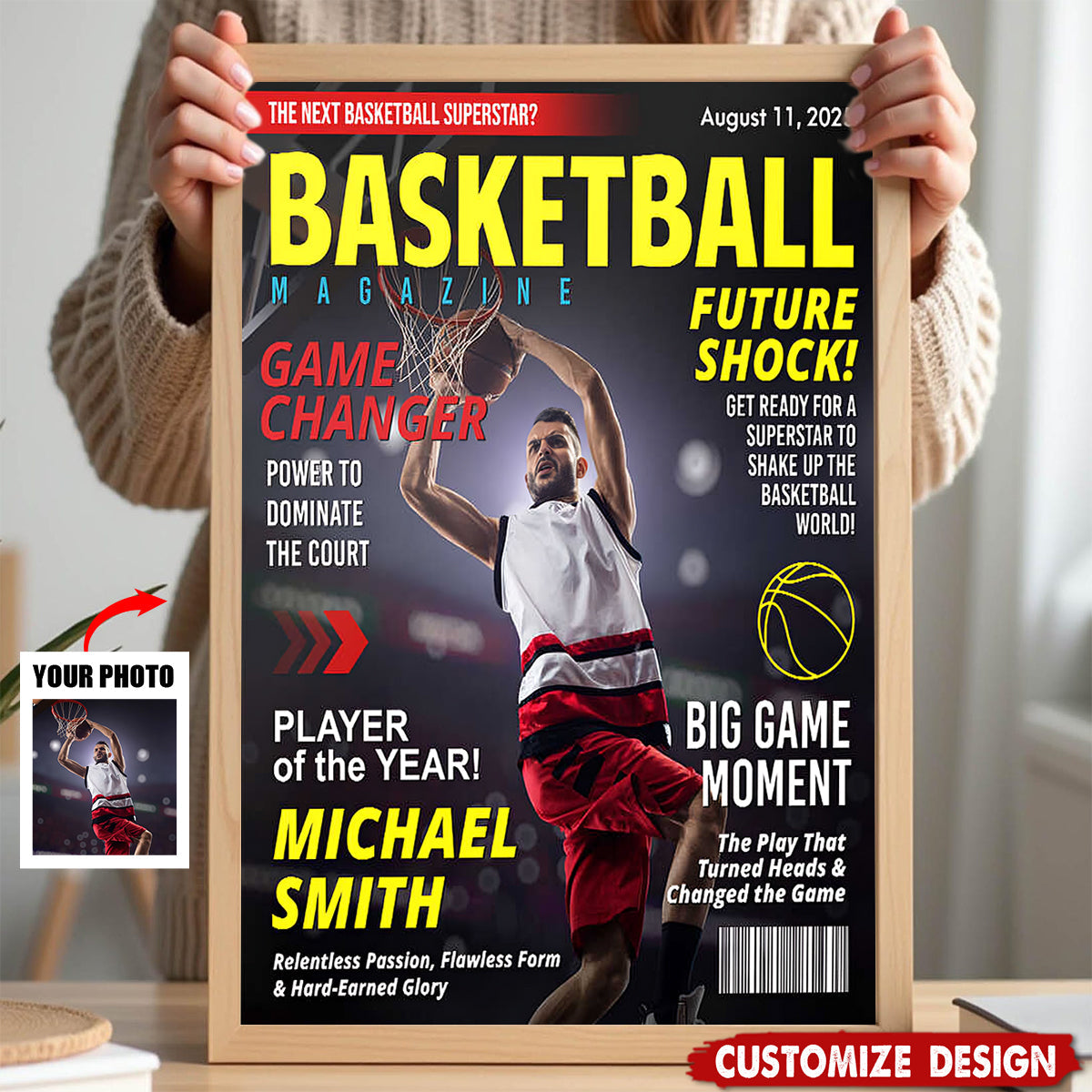 Personalized Basketball Magazine Cover Poster - Basketball Lovers Gift