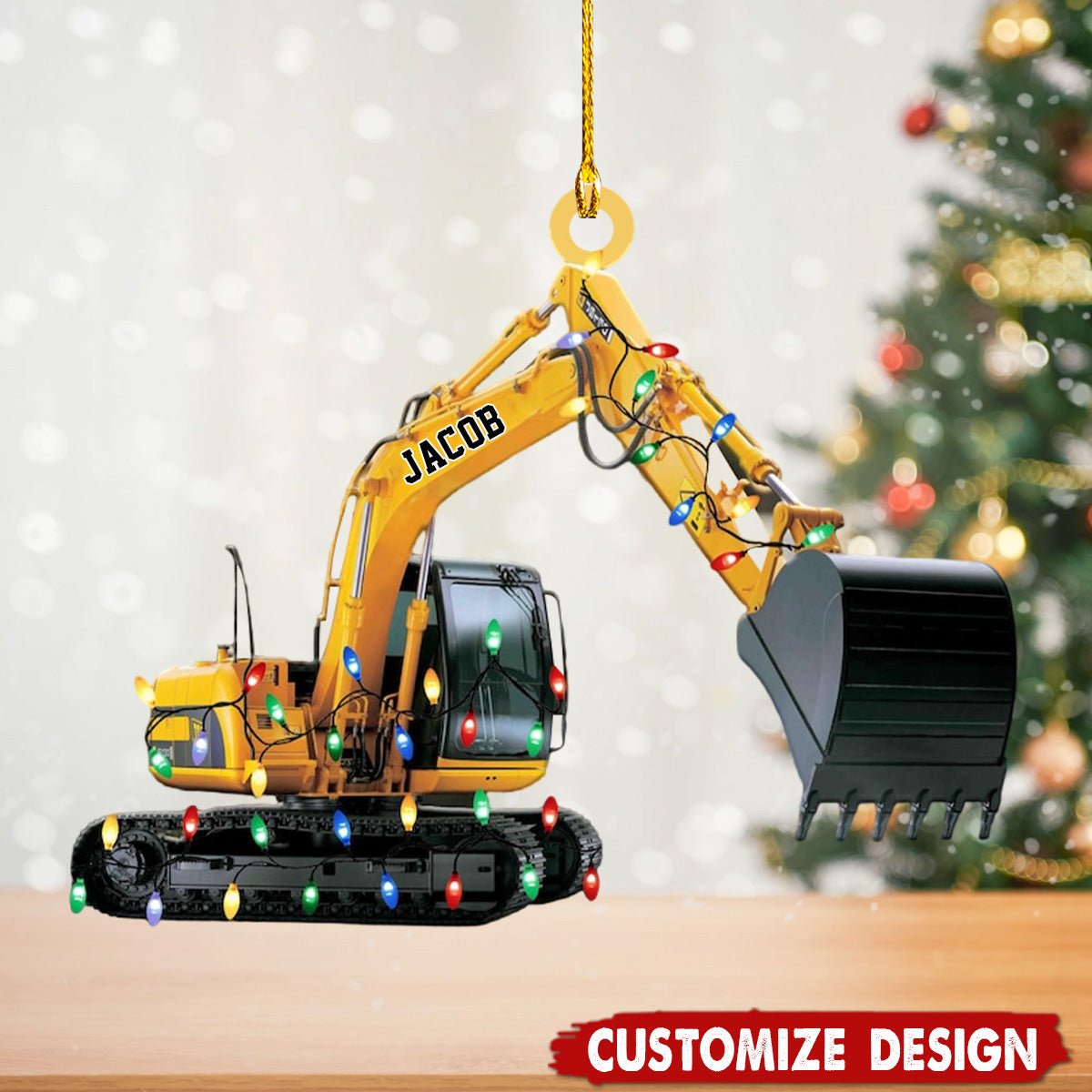 Personalized Excavator Led Light Christmas Ornament-New Release