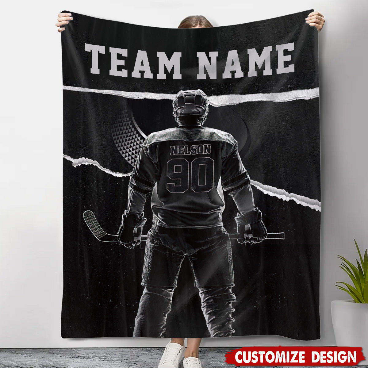 Personalized Hockey Player Blanket, Gift For Hockey Lovers,Players