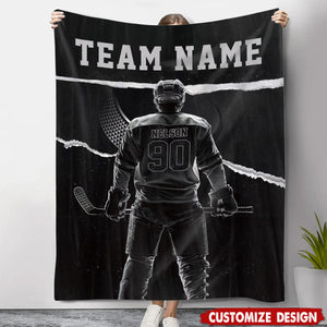 Personalized Hockey Player Blanket, Gift For Hockey Lovers,Players