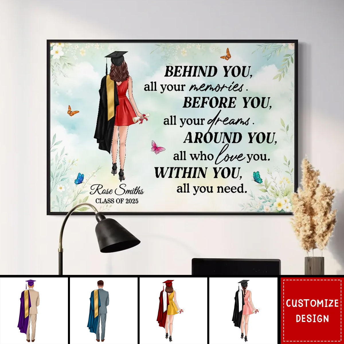Graduation Senior Behind You All Your Memories Personalized Poster - Graduation Gift