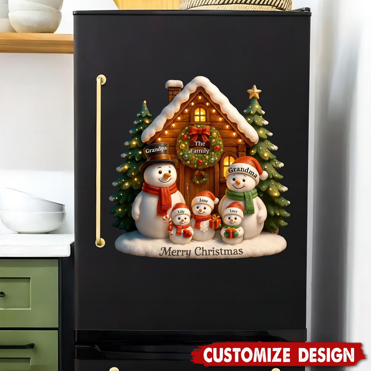 Personalized Christmas Snowman Family Decal