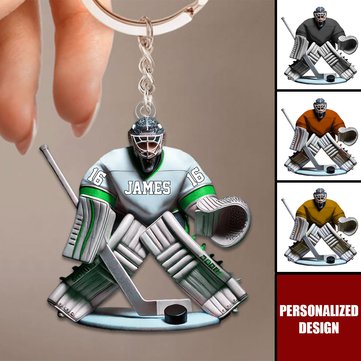 Personalized Hockey Goalie Keychain