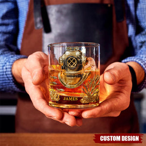 Scuba Diving Lovers Gift - Personalized Scuba Diving Whiskey Glass