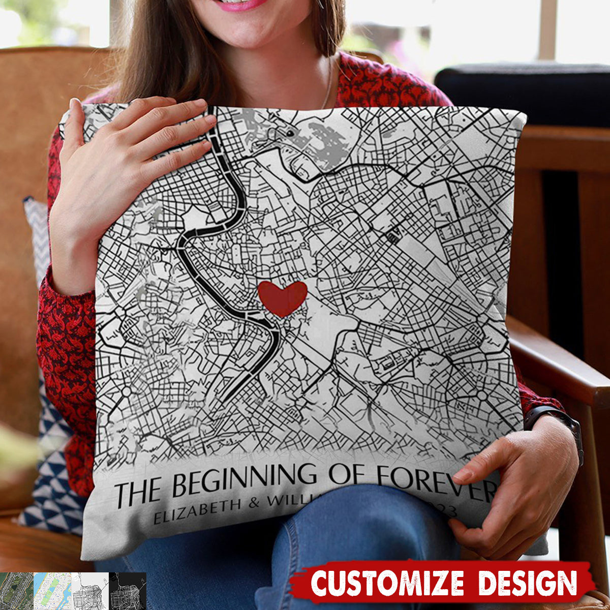 Where It All Began - Map Personalized Couple Pillow - Gift For Husband,Wife,Anniversary