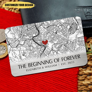 Where It All Began - Couple Personalized Custom Stainless Wallet Card - Gift For Husband Wife, Anniversary