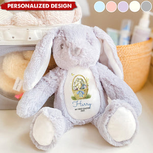 My First Easter Cute Bunny with Name and Year-Personalised Stuffed Bunny-Gift for Kids