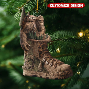 Personalized Hiking Boot Forest Ornament