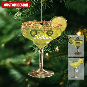 Personalized Margarita Cocktail Acrylic Christmas Ornament,  Bar Drink Gift
