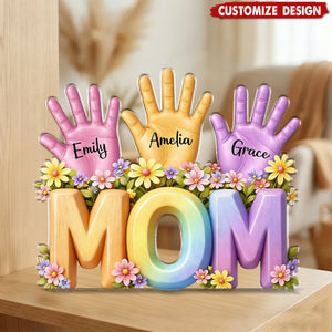 Personalized Hand Print  Acrylic Plaque -Gift For Mom Wife