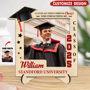I Can Do All Things Through Christ  - Personalized 2-Layered Graduation Wooden Plaque