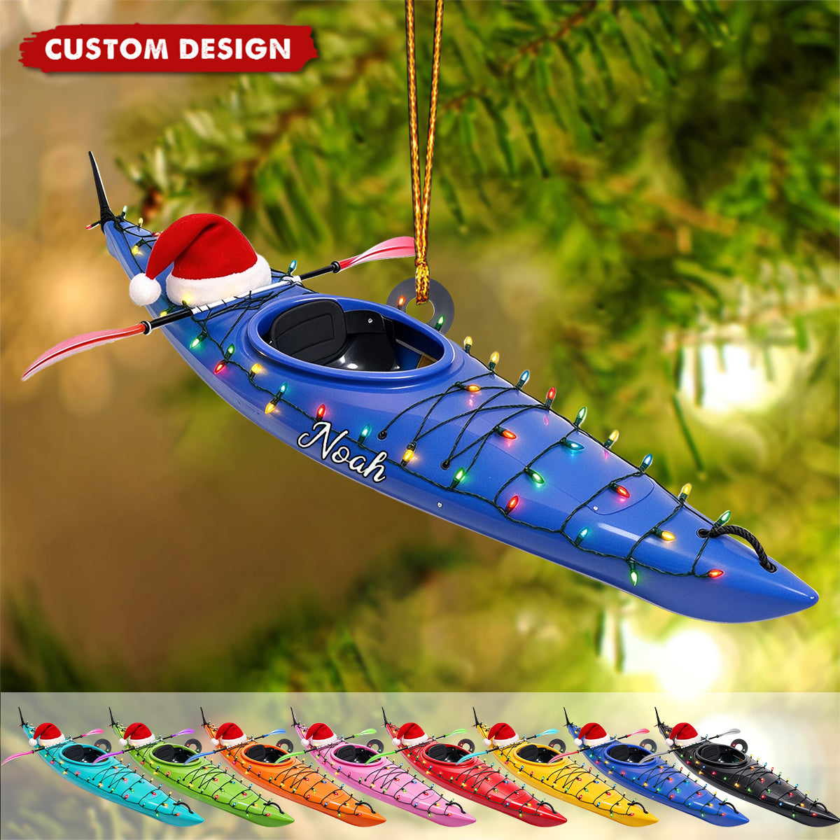 Personalized Kayak Christmas Ornament, Outdoor Adventure Holiday Keepsake, Gift for Kayaker Paddler Dad