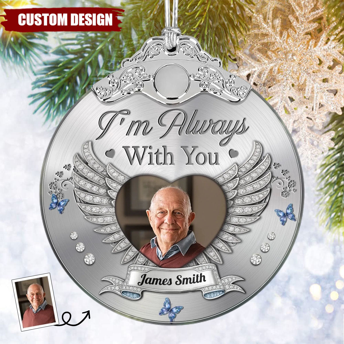 Custom Photo Glass Ornament - Personalized Christmas Memorial Sympathy Gifts For Loss Of Mom, Dad - A Life That Shines On
