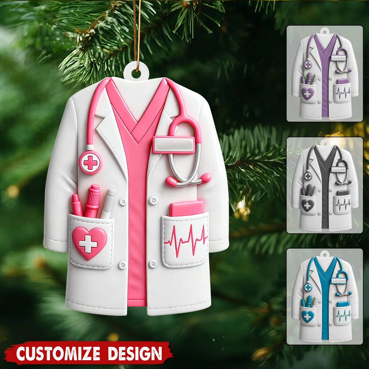 Personalized Nurse Doctor Healthcare Worker Christmas Ornament