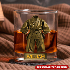 Personalized Black Belt Whisky Glass-Gift For Karate,Jiu-Jitsu,Taekwondo Lover