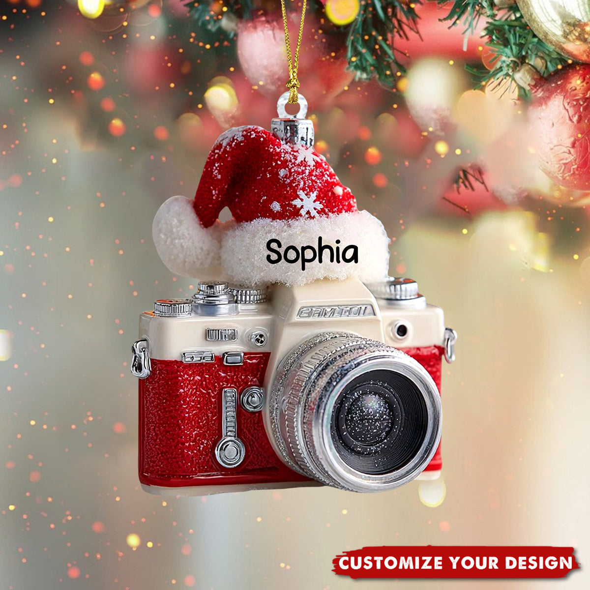 Personalized Camera Acrylic Christmas Ornament