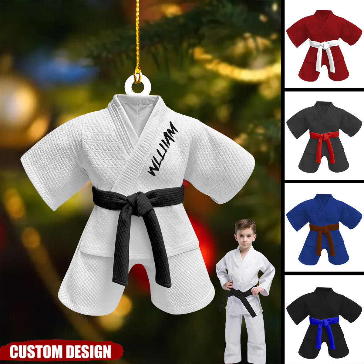 Personalized Black Belt Kid Uniform Ornament - Gift For Jiu-Jitsu,Karate Lovers