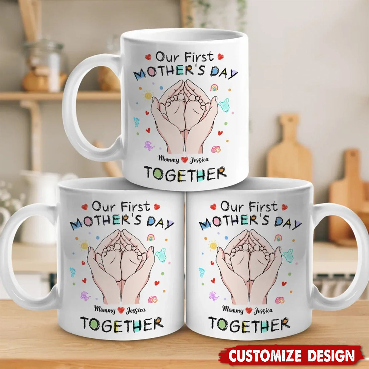 Tiny Toes, Big Love - Family Personalized Mug - Mother's Day Gift For Mom