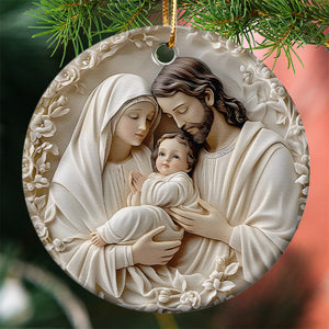 Glass The Holy Family Ceramic Ornament - Gifts for Religious People