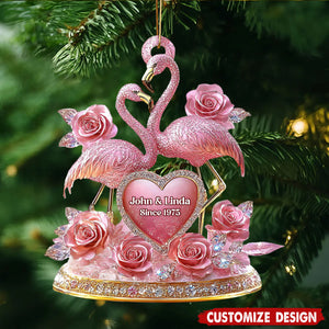 Personalized Flamingo Couple Ornament