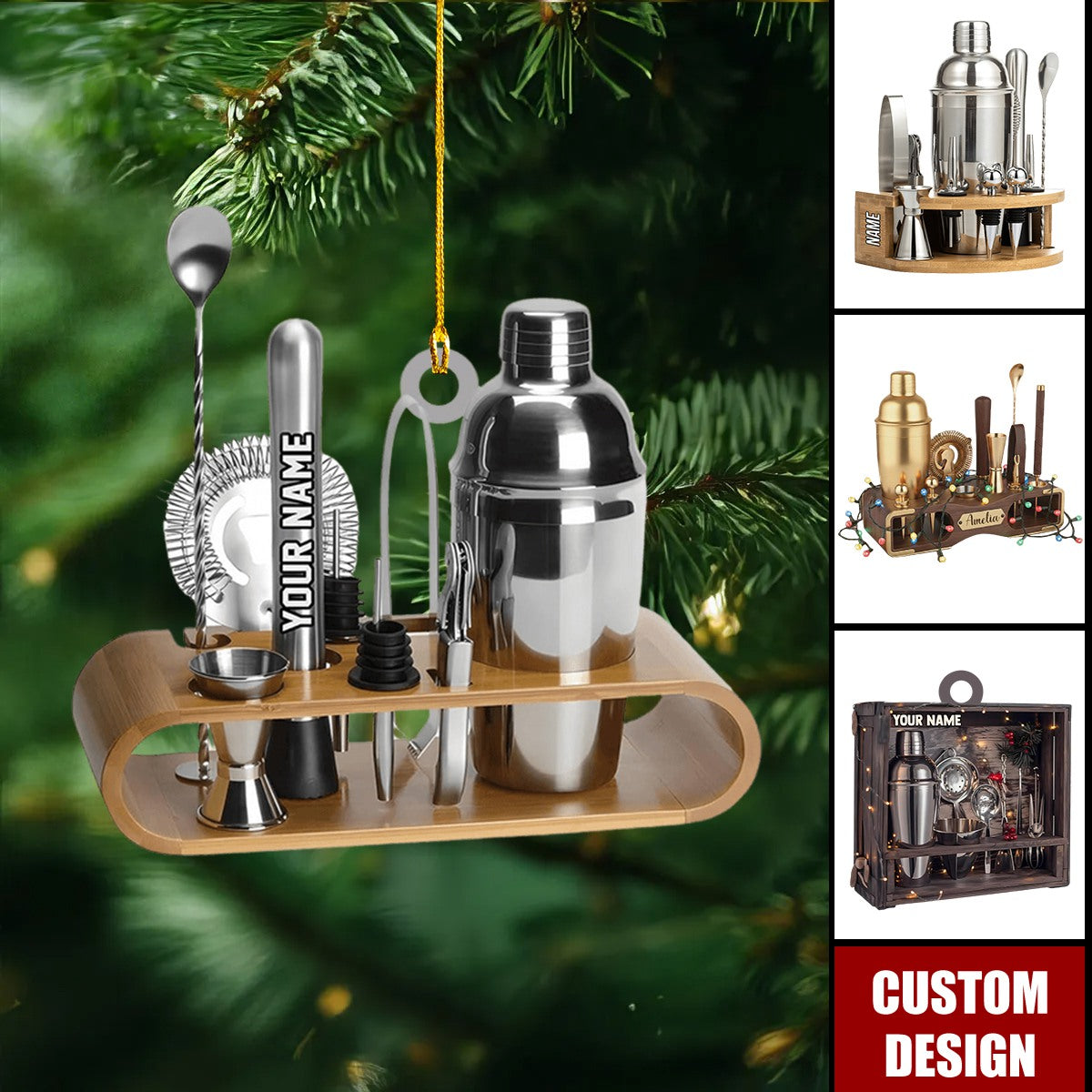 Personalized Bartender Acrylic Christmas Ornament - Gift For Bartender