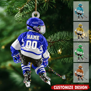 Personalized New Release Hockey Kid Player Ornament
