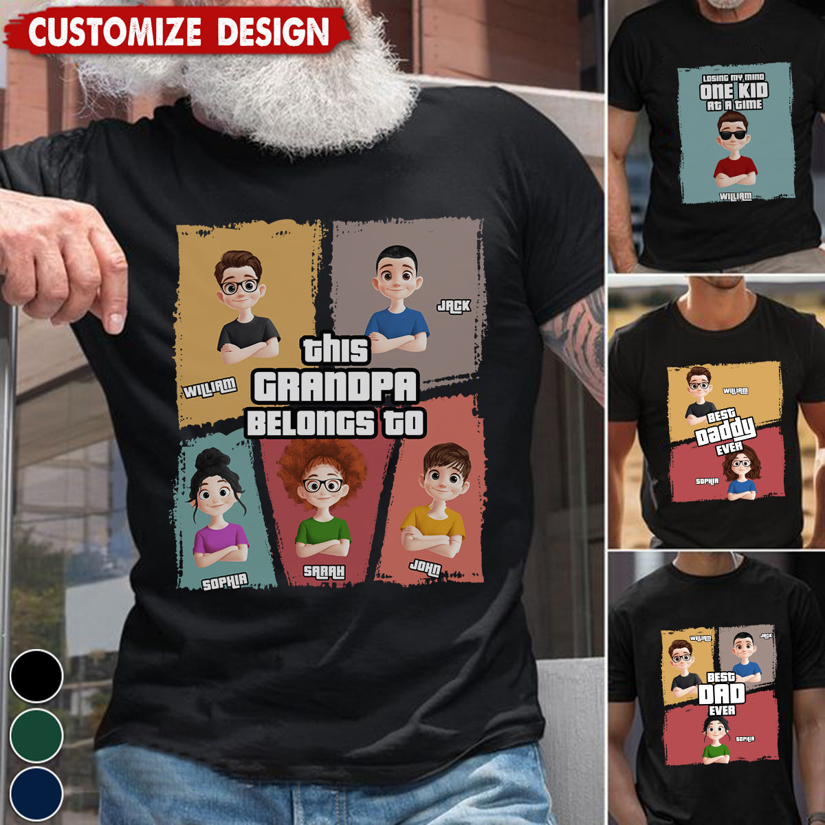 This Grandpa/Dad Belongs To - Personalized T-Shirt -Gift For Dad/Grandpa