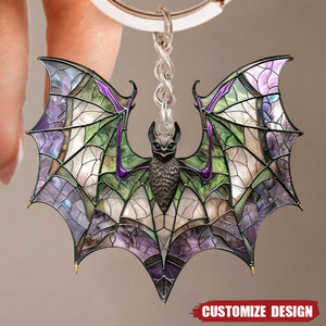 Bat Purple Acrylic Keychain - Bat lovers gift