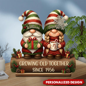 Personalized Couple Growing Old Together Wooden Plaque