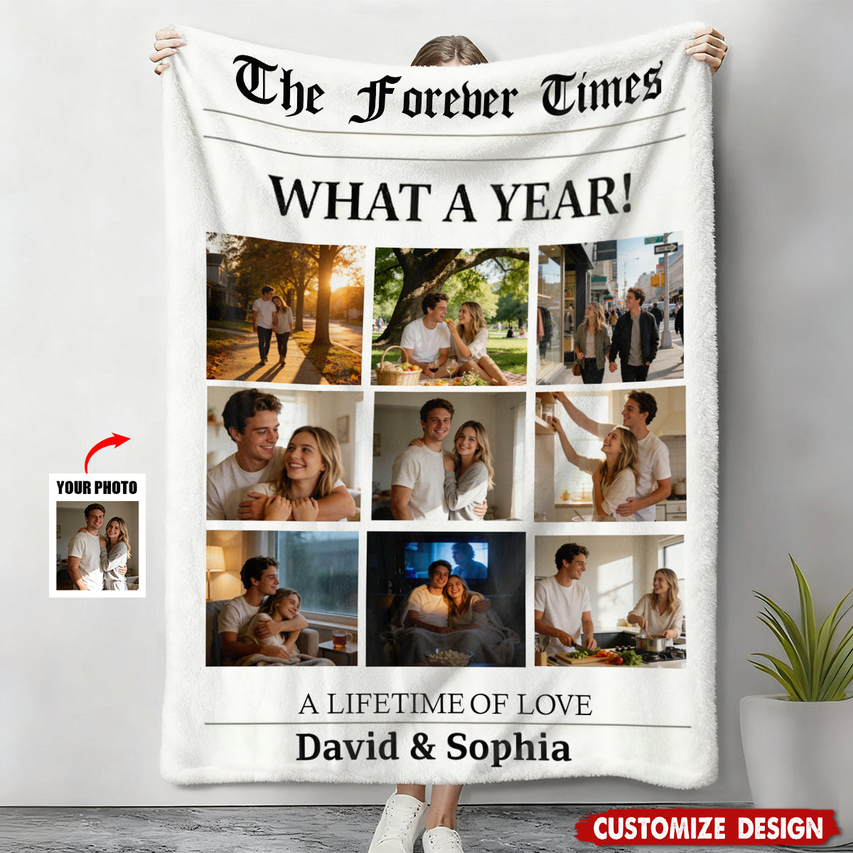 Personalized Newspaper Couple Blanket