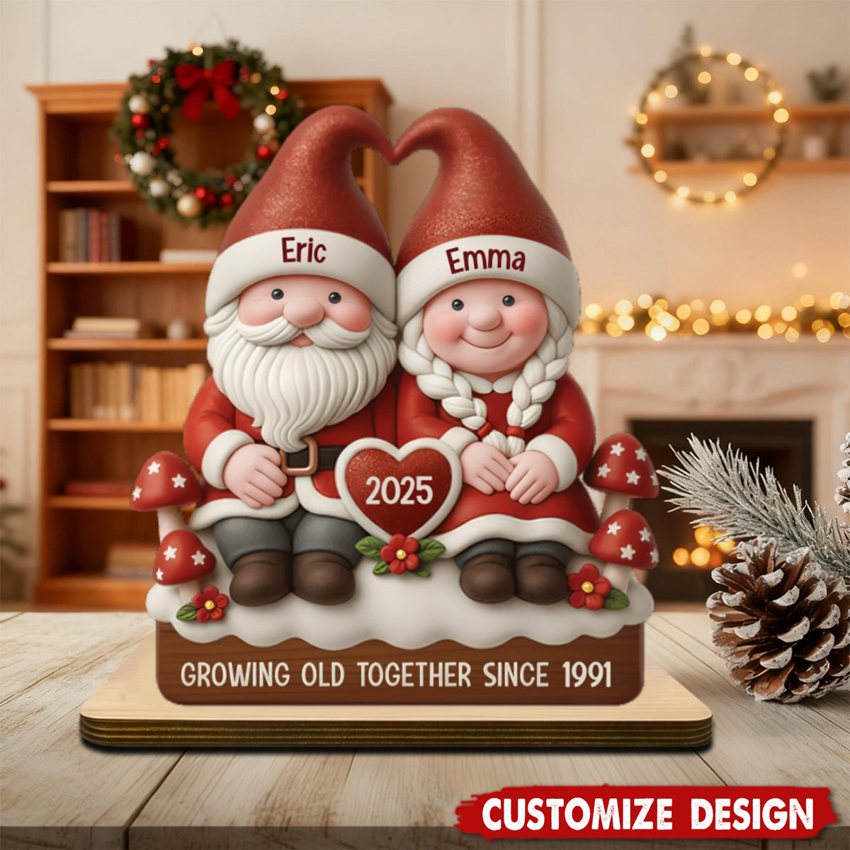 Personalised Wooden Cuople Xmas Plaque - Gift For Couple
