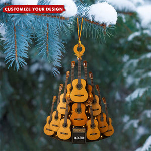 Personalized Classic Guitar Ornament, Ukulele Christmas Ornament, Christmas Gift for Music Lovers, Guitar Players