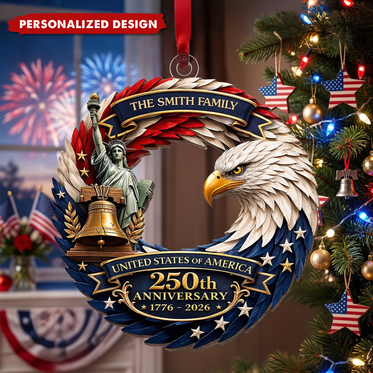 Personalized America 250th Anniversary Acrylic Ornament - Gifts For Your Family