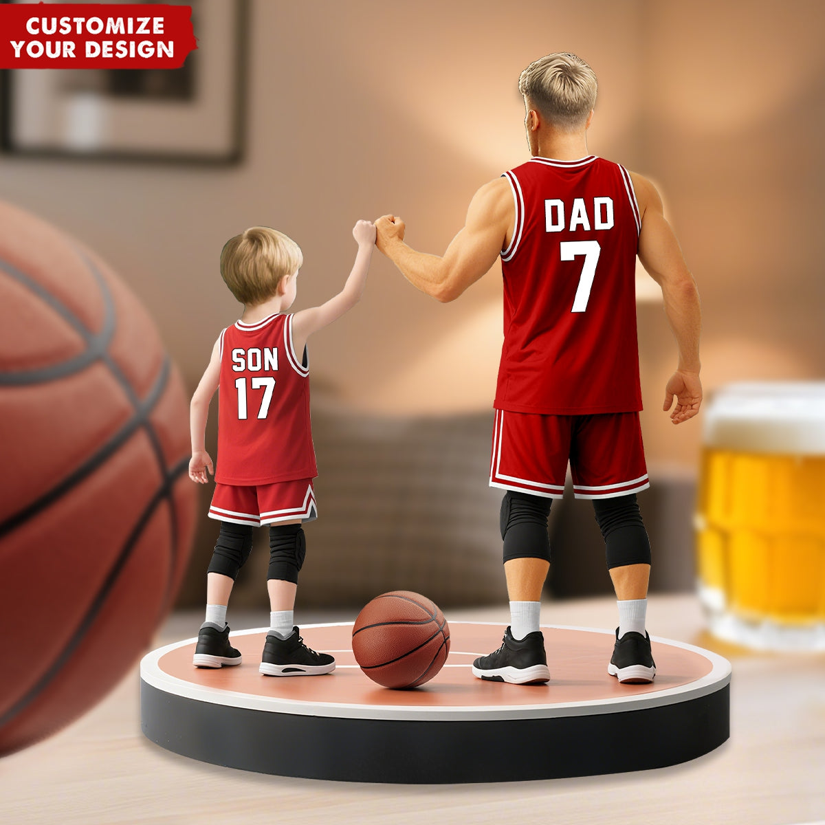 Basketball Dad And Kids - Personalized Acrylic Plaque, Father's Day Gift for Dad, Gift for Husband
