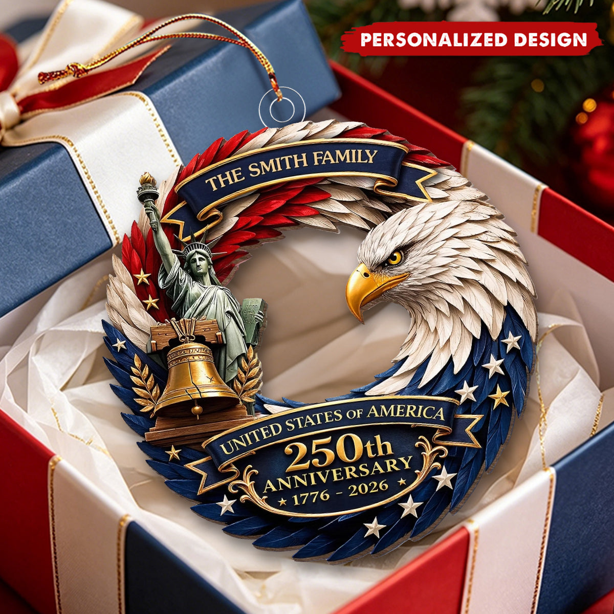 Personalized America 250th Anniversary Acrylic Ornament - Gifts For Your Family
