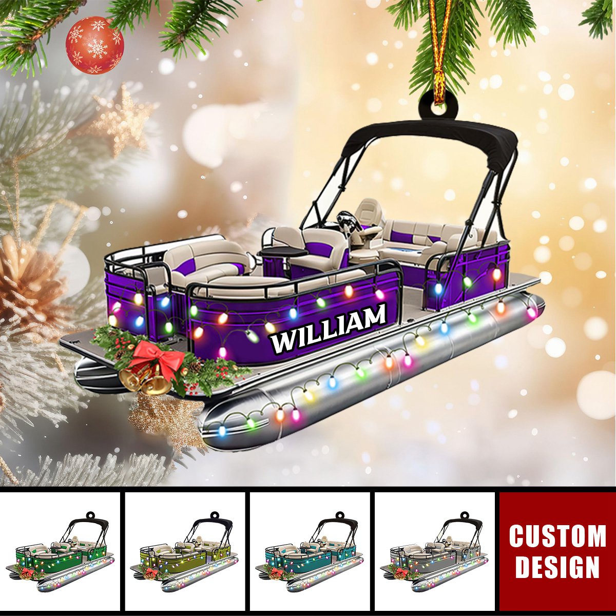 Personalized Pontoon Boat Christmas Ornament - New Release