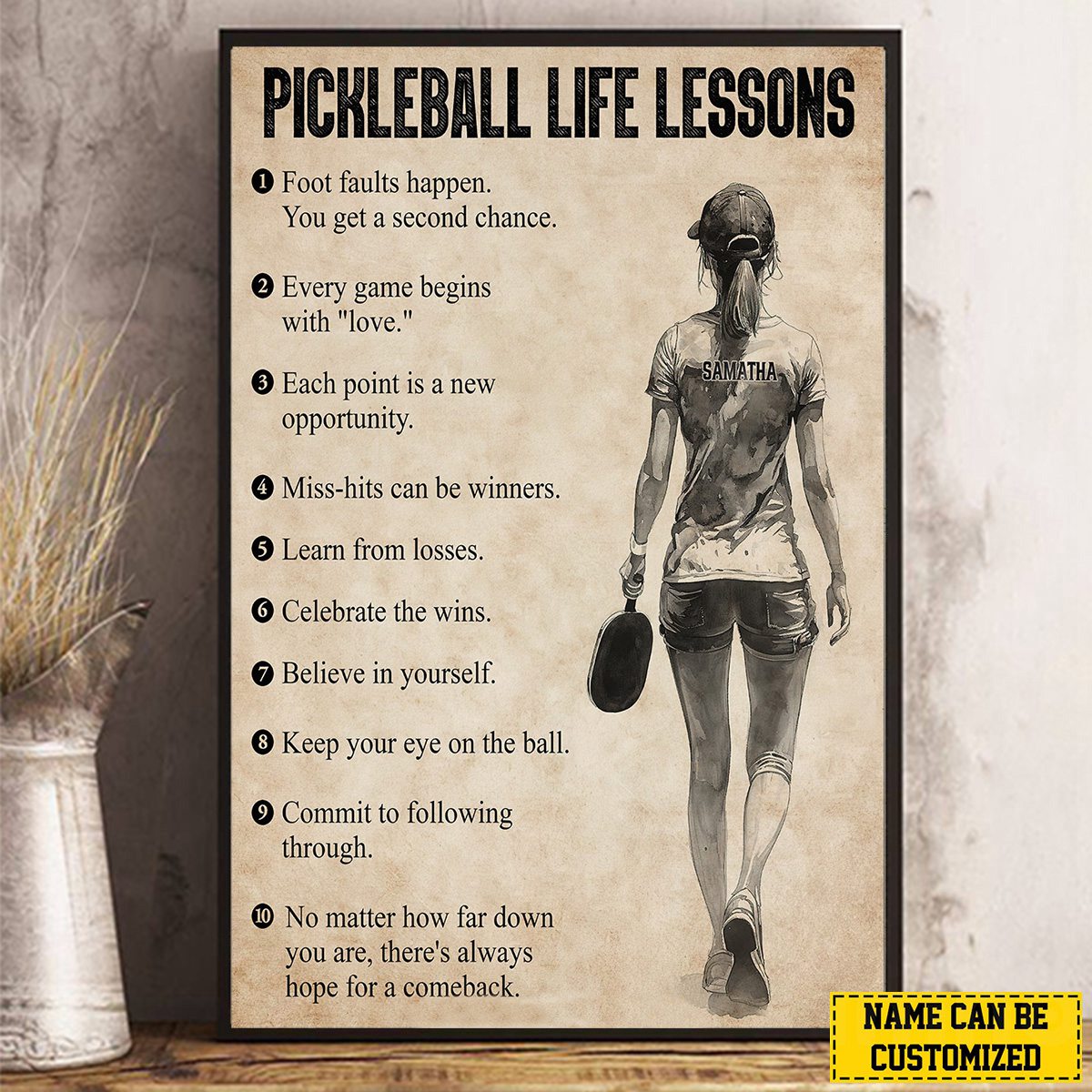 Personalized Pickleball Girl Canvas Poster,Gift For Pickleball Lovers