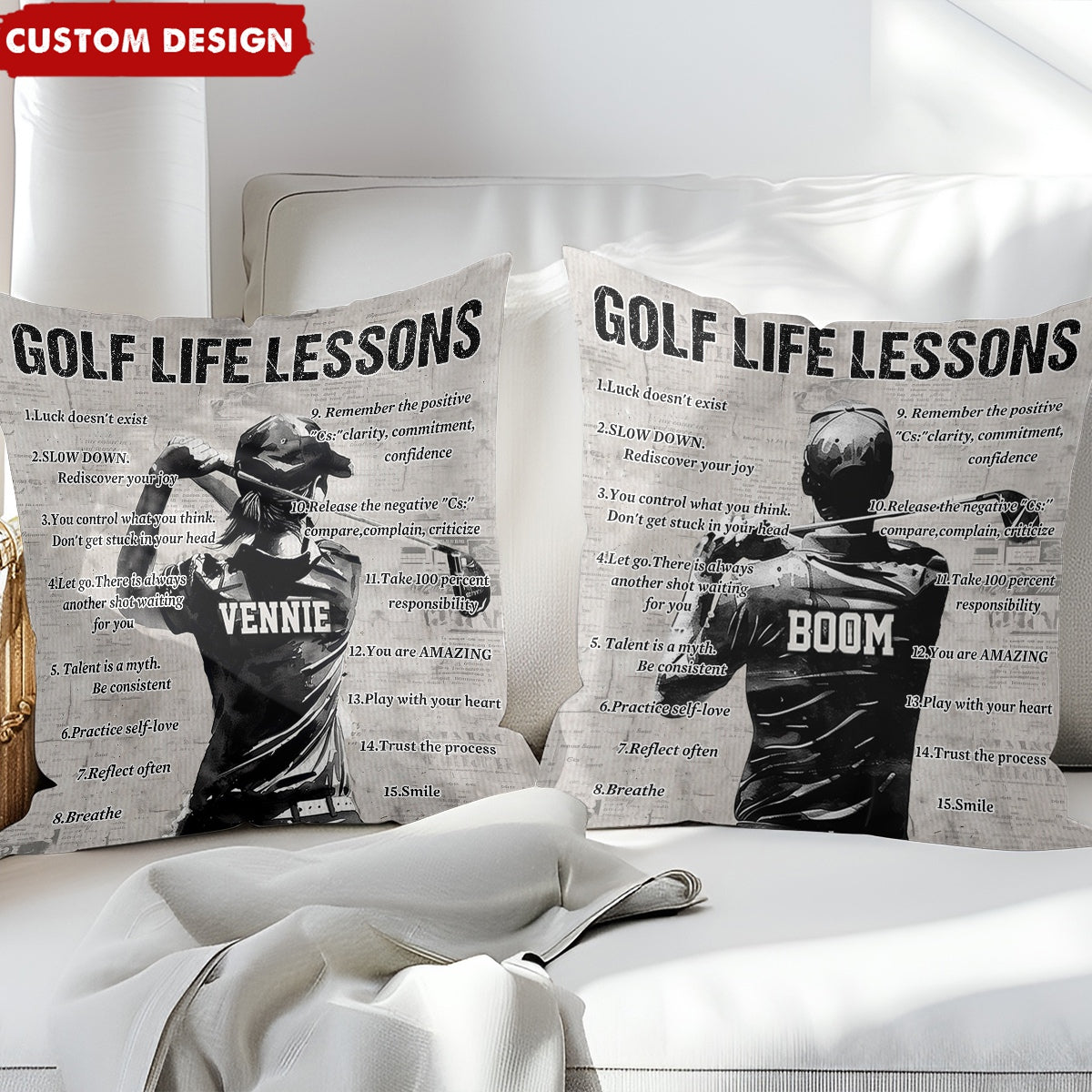 Gift For Golf Lovers-Personalized Golf Life Lessons Pillow-2024 New Release