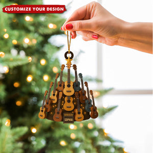 Personalized Classic Guitar Ornament, Ukulele Christmas Ornament, Christmas Gift for Music Lovers, Guitar Players